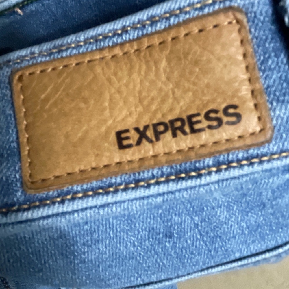 Express Women’s Rhinestone Skinny Jeans Light Blue Denim Raw Hem (A181)✨✨ - Picture 10 of 10